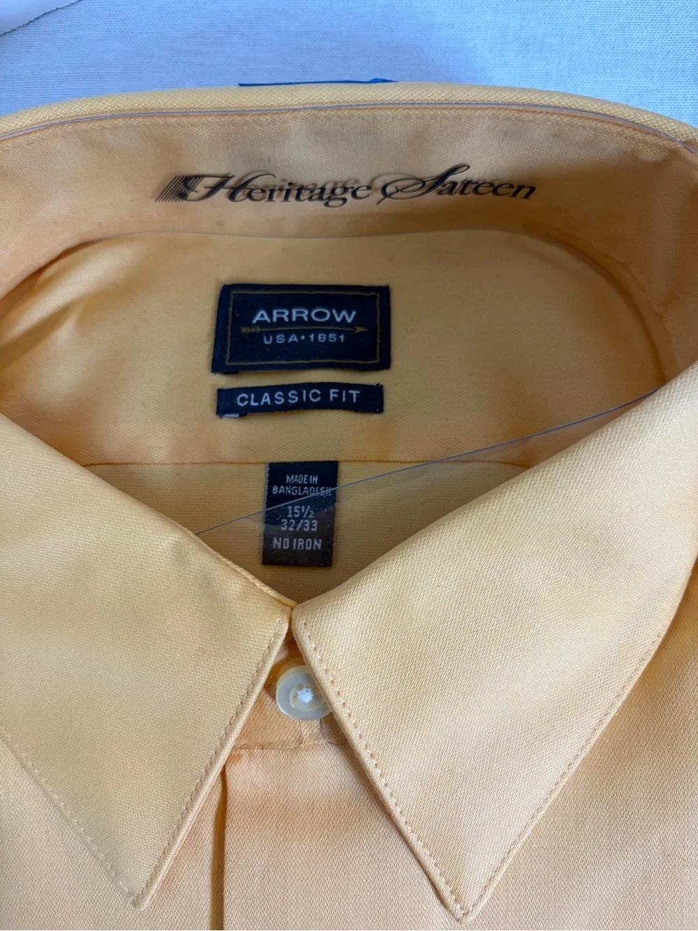 Arrow Heritage Sateen No Iron Classic Fit Dress Shirt NWT 15.5 32/33 Nectar